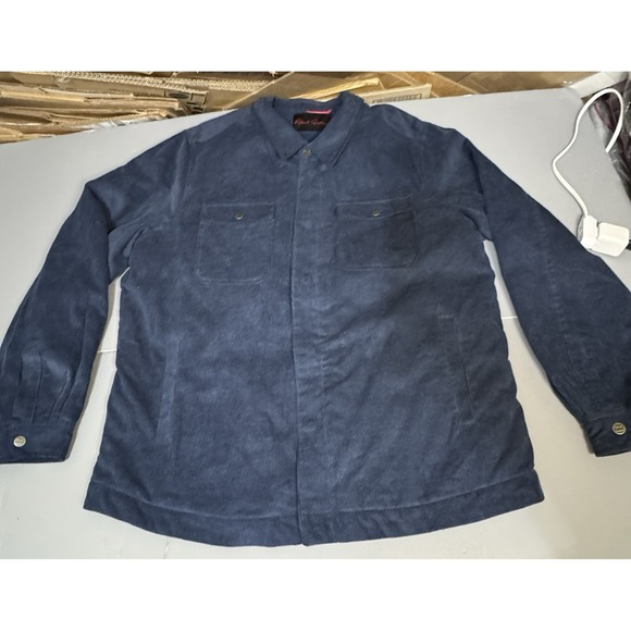 Robert Graham Corduroy Jacket Work Blue Mens XL New Zip Snap Cotton RGF21R12